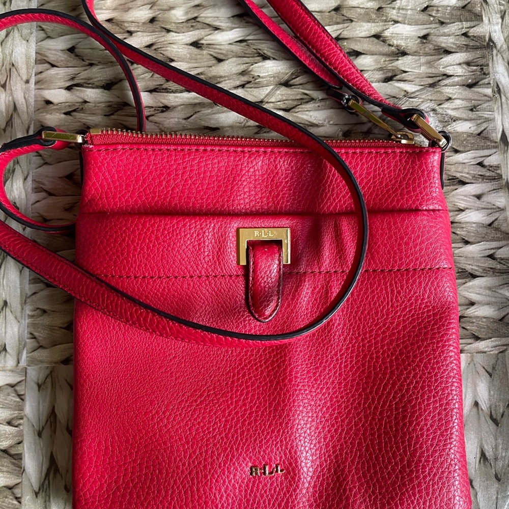 Lauren by Ralph Lauren red leather crossbody purse